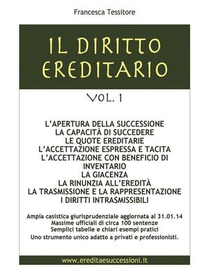 cover image of Il diritto ereditario Volume 1- L'apertura della successione
